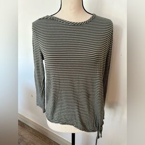 Olivia Rae Green Striped Long Sleeved T-shirt  Side Tie SZ XL